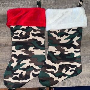 Camo Stockings with Red and White Fur Trim